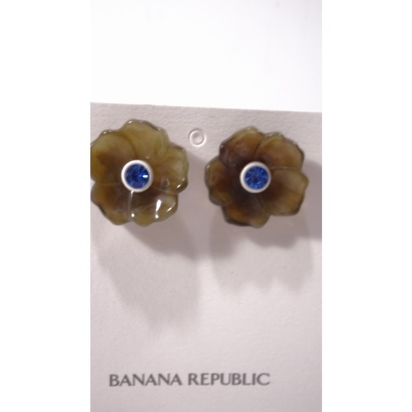 Banana Republic Women's Lucite RESIN FLOWER STUD EARRINGS NWT 48 Tortoise - Picture 6 of 12